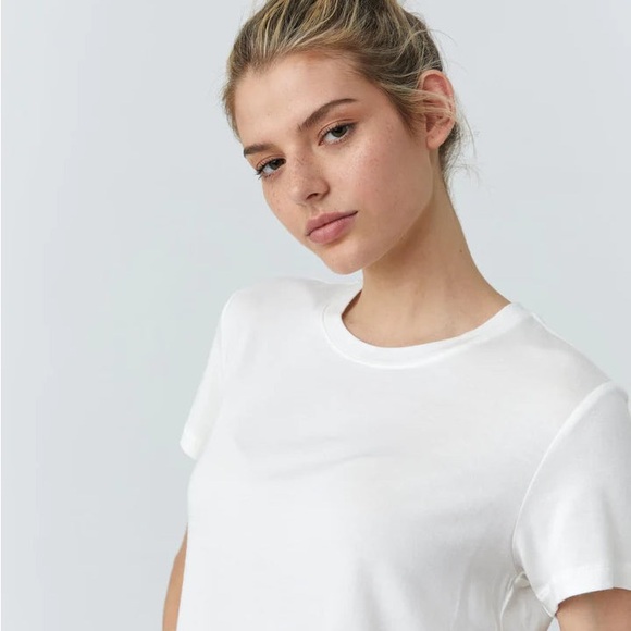 Wheat White Crop Relaxed Short Sleeve Tee - Picture 2 of 5